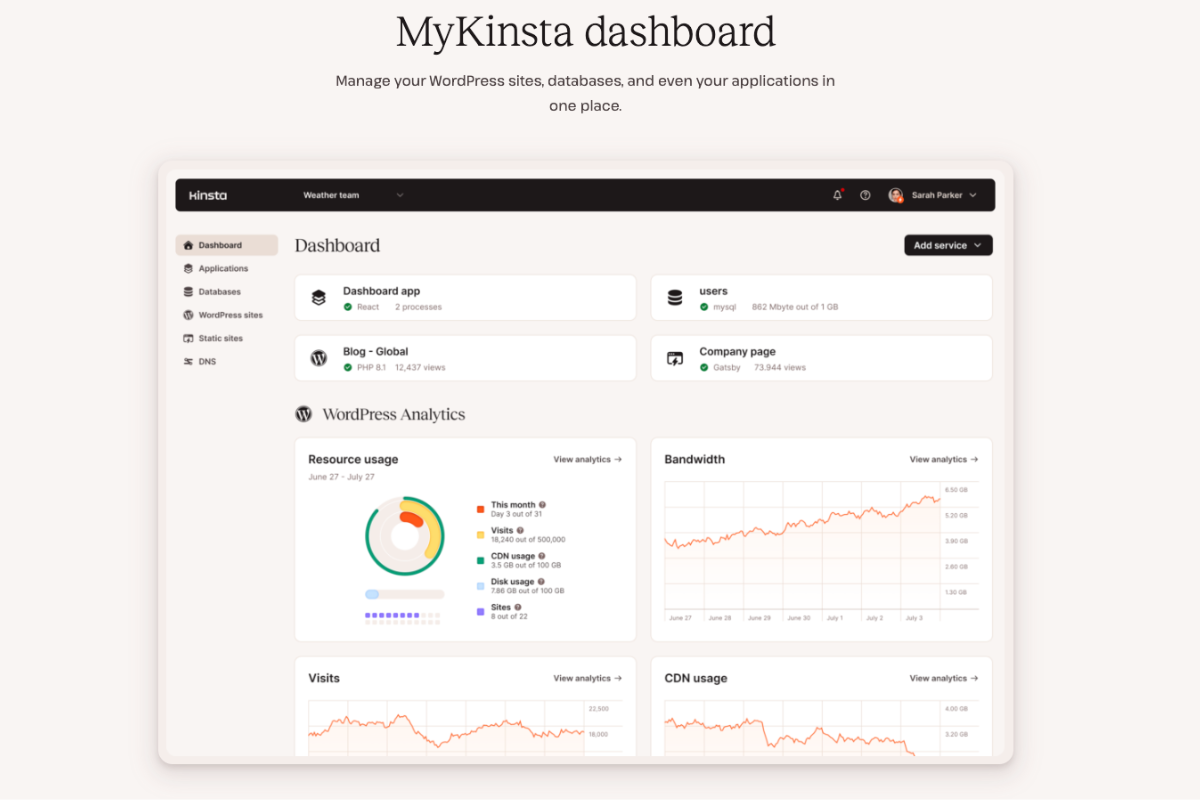 MyKinsta Dashboard